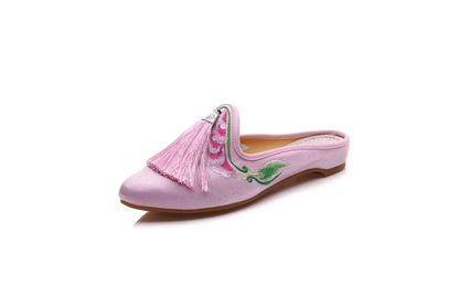 Harajuku Embroidered Slippers | Vintage Ethnic-Style Sandals | Women's Casual Streetwear Footwear