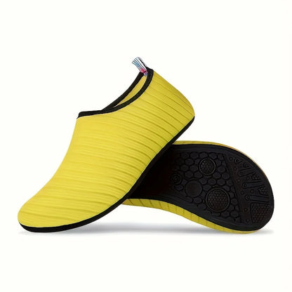 Unisex Hard Sole Striped Water Shoes | Quick-Dry Barefoot Beach & Swim Shoes for Hiking, Wading, Yoga, Fitness, Surfing, Diving