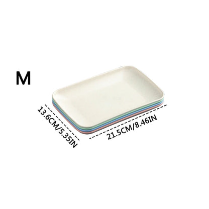 Set of 4 Wheat Straw Plates Dessert Plates Fruit Dish for Dessert Cupcake Salad Steak Home and Kitchen Decor (4 Pcs Rectangle)