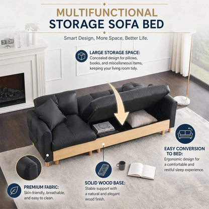 86.61-inch Fabric Sofa Convertible Into A Sofa Bed And Equipped With Storage Function Suitable For Use In Meeting Rooms Living Rooms And Bedrooms