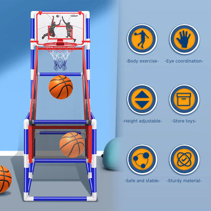 Basketball Game Set Kids Basketball Hoop for Indoor Outdoor with 4 Balls 88cm to 140cm Height Adjustment Basketball Training