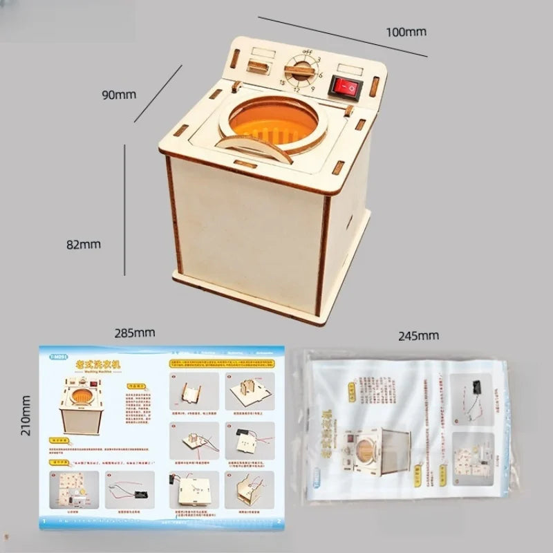 Kids Science Toy Washing Machine Technology Gadget STEM Physics Wooden 3D Puzzle Kit Learning Educational Toys for Children