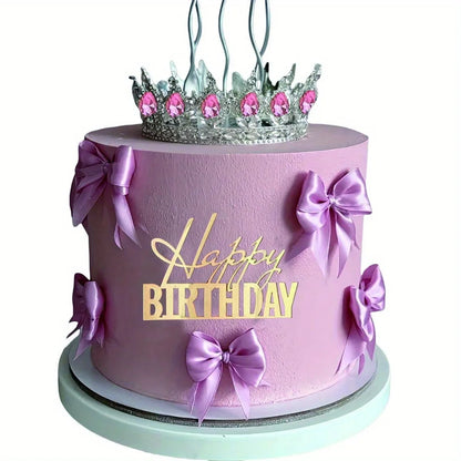 5pcs Happy Birthday Cake Toppers Mirror Acrylic Side Cake Decorations for Birthday Cake Decor Party Decorations