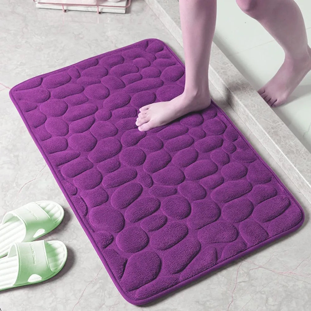 Cobblestone Embossed Bath Mat Non-slip Carpets Water Absorption Washable Bathtub Floor Rug Shower Doormat Bathroom Decor