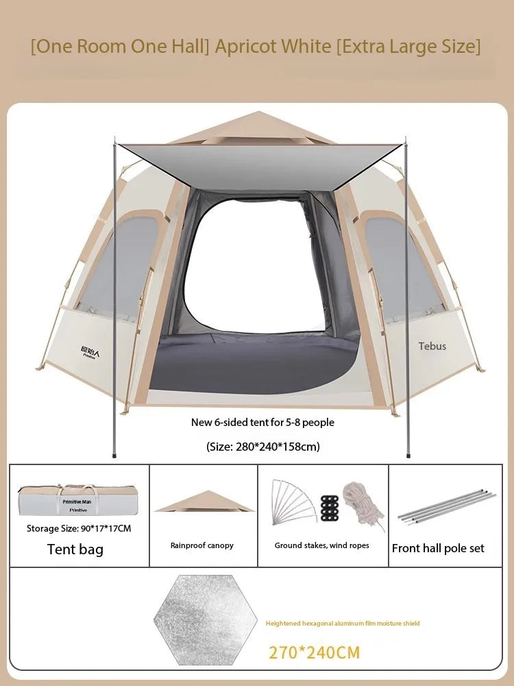 캠핑용품 땡처리 6-8 Person Camping Equipment Tent Waterproof Windproof Sun Shelter Instant Setup Family Tent for Outdoor