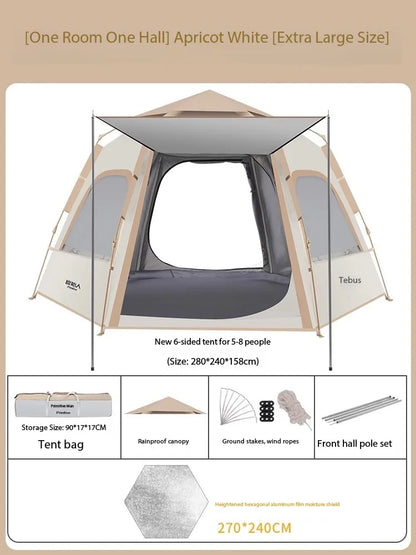 캠핑용품 땡처리 6-8 Person Camping Equipment Tent Waterproof Windproof Sun Shelter Instant Setup Family Tent for Outdoor