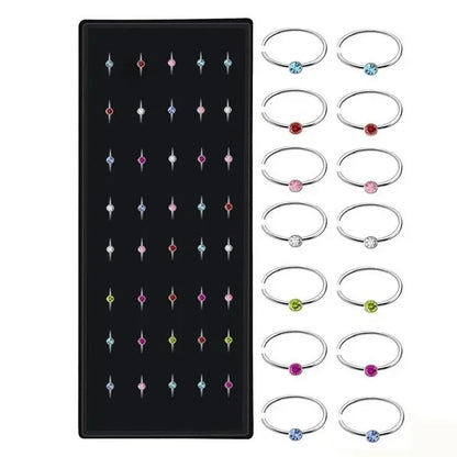 Fashion Crystal Stainless Steel Nose Stud Piercing for Women Hypoallergenic 1.8mm Nose Ring Straight/L/Screw Shaped Body Jewerly