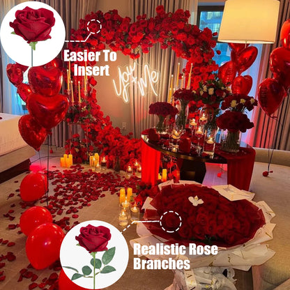 18-300PCS Artificial Rose Flowers Velvet Red Roses Artificial Flowers for Valentine's Day Gifts Wedding Flower Arrangement
