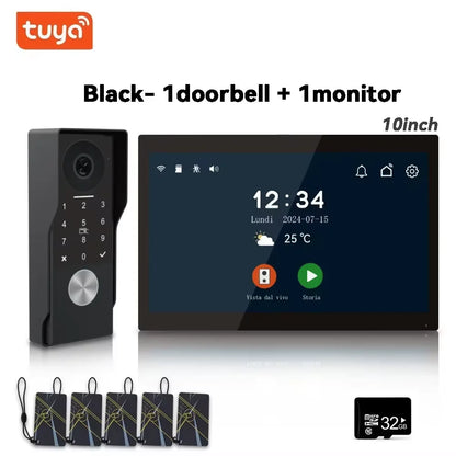 Anjielo 2-Wire TUYA Smart Video Intercom Doorbell Wired 1080P Waterproof Camera WIFI 7/10inch IPS Touch Screen Support IP CCTV