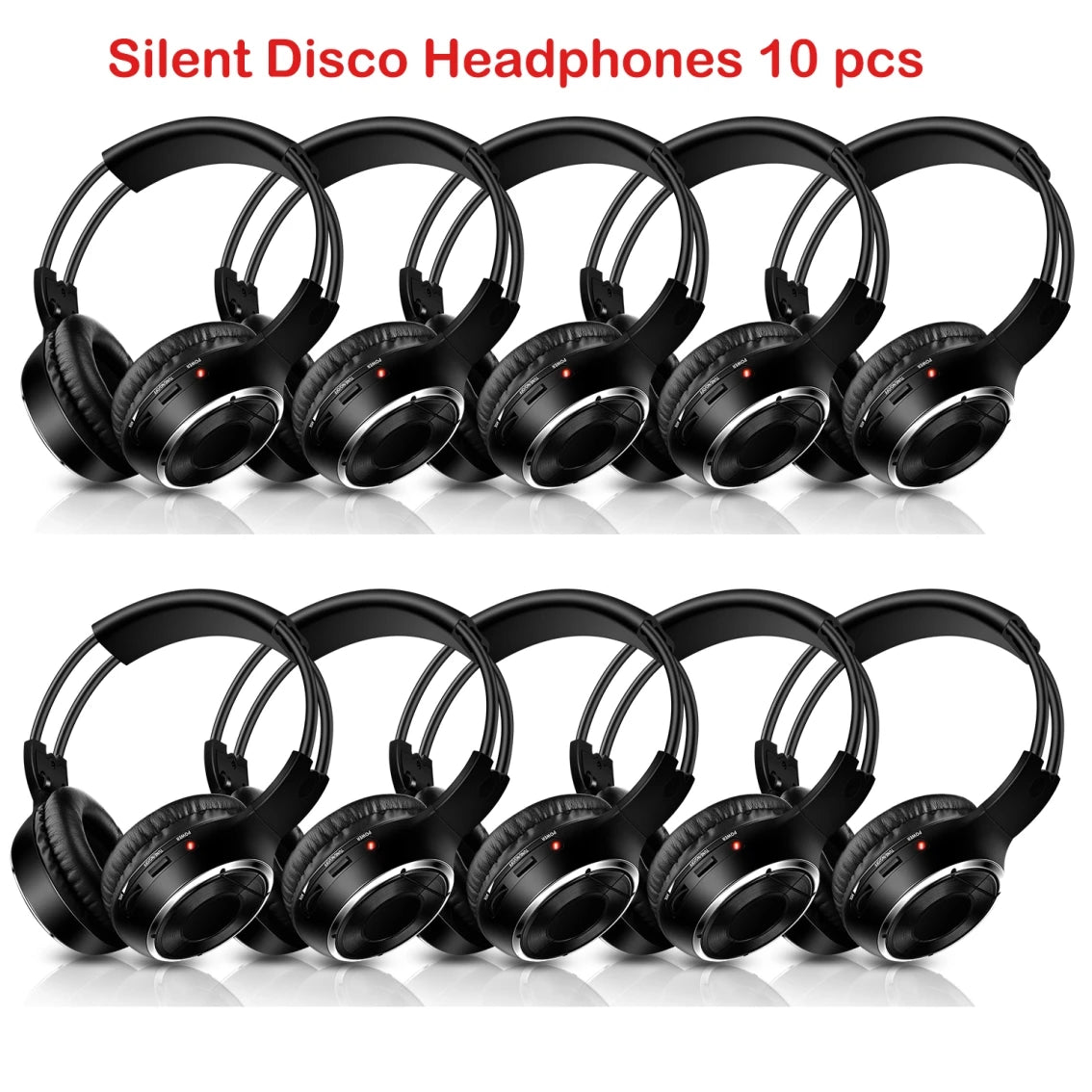 3 Channel Silent Disco Wireless Headphones Bundle with 500m Distance Transmitter for Entertainment Party