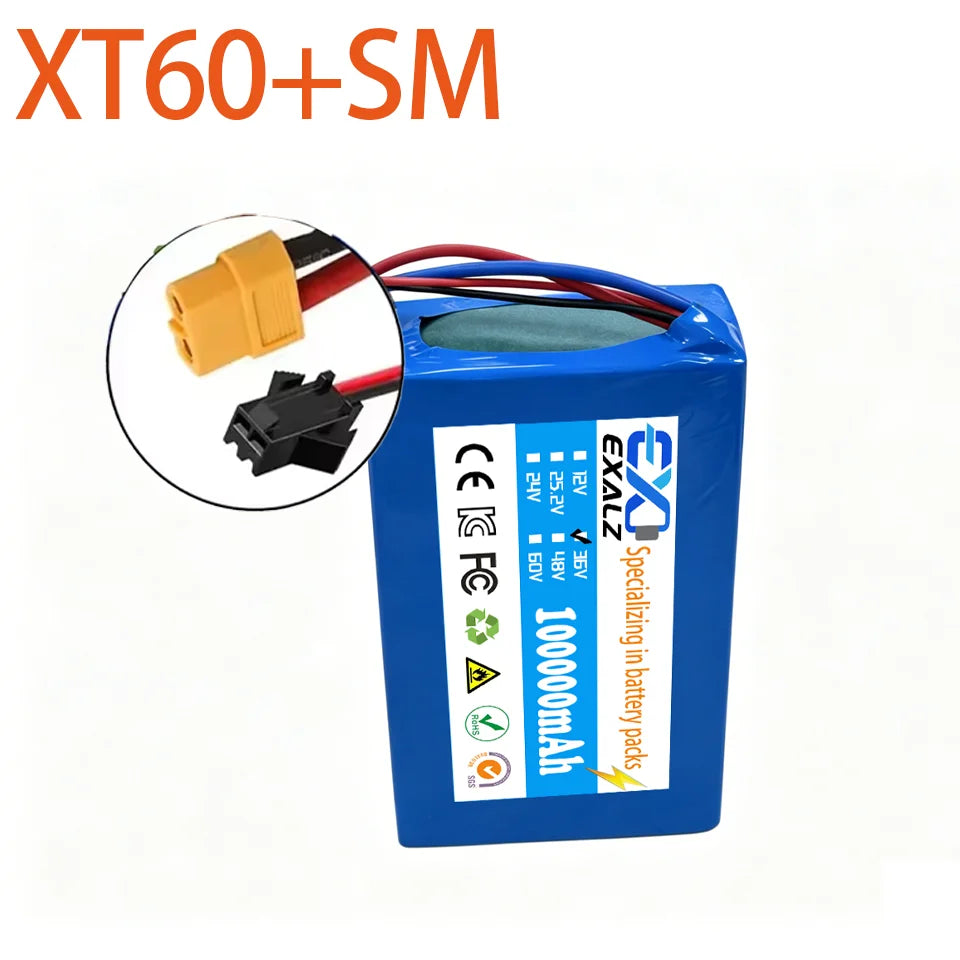 36V Hoverboard Scooter Battery 10S2P 100Ah 18650 Rechargeable Lithium Pack for Skateboard Ultra Thin BMS XT60 Plug