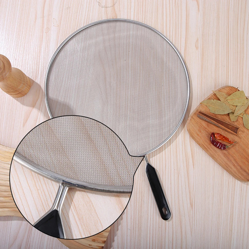 19-33cm Stainless Steel Oil Splatter Screen Frying Pan Mesh Guard Kitchen Cooking Tools Multi-Purpose Filter Net For Frying Pans