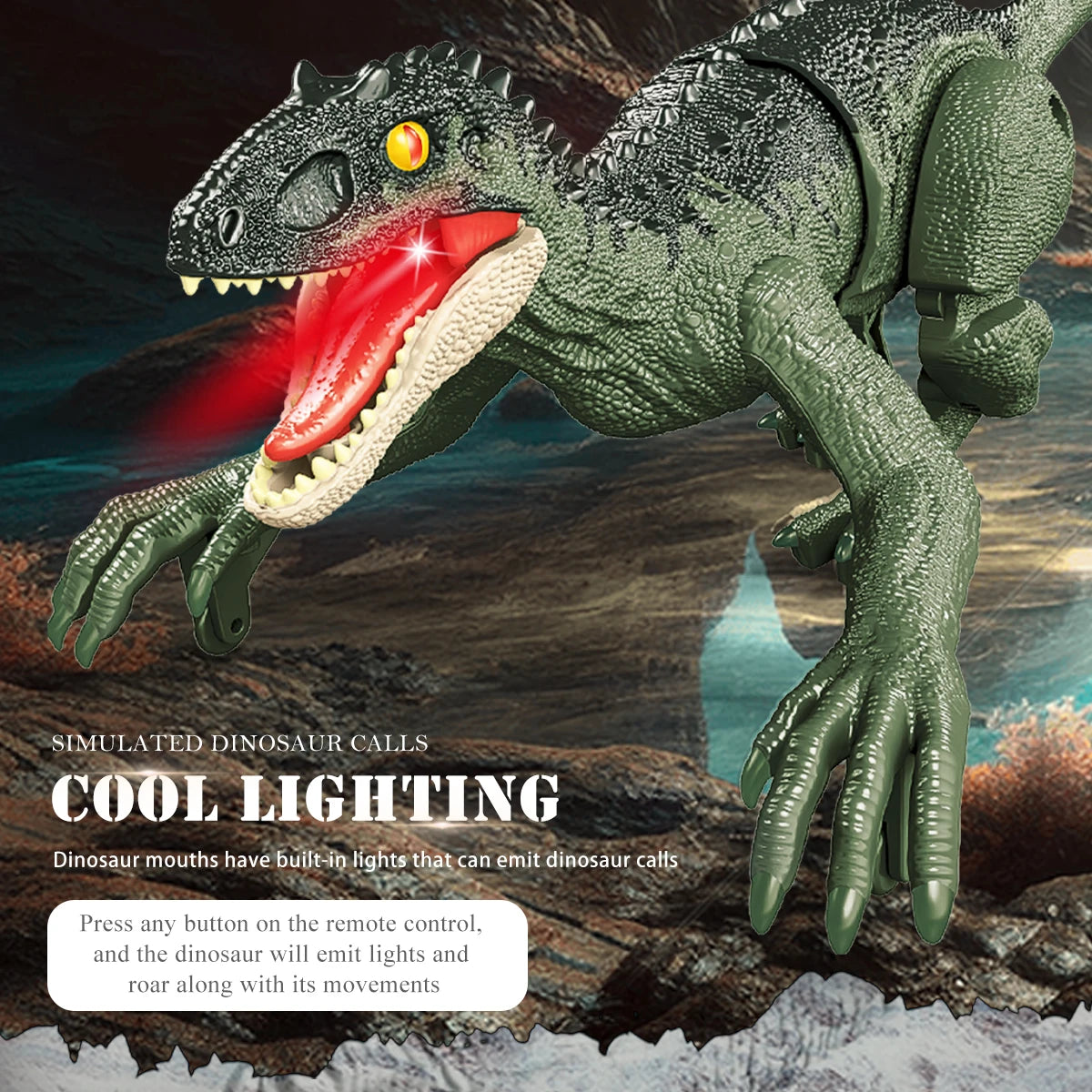 2.4GHz Remote Control Dinosaur Toys, Walking Robots Model with Lights and Sound for Kids Gifts