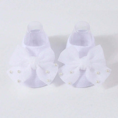 Soft Baby ulle Bow with Pearl Embellishments Socks  Ideal for Birthday & Photoshoot baby socks