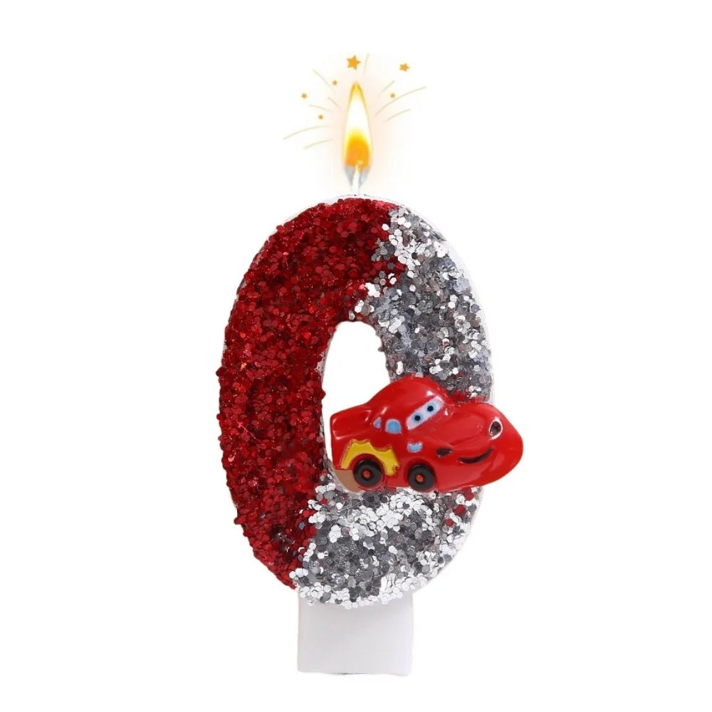 New 0-9 Number Birthday Candles Original Two-tone Sports Car Birthday Cake Digital Party Anniversary Candle Decoration