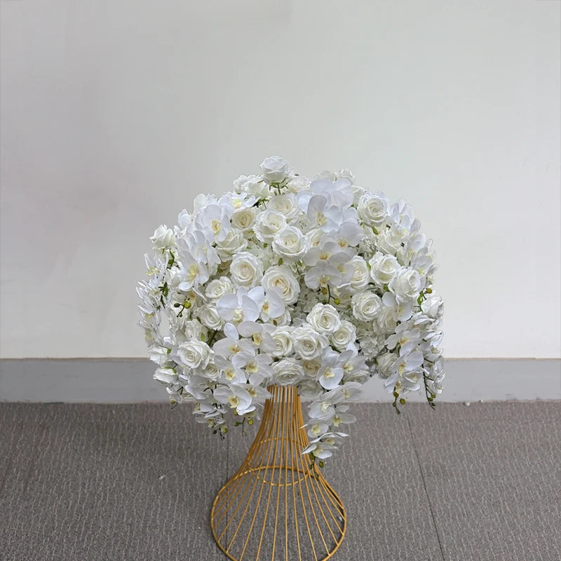 70/60/30cm White Rose Green Plants Leaf Artificial Flower Ball Wedding Table Centerpiece Decor Marriage Banquet Road Lead Floral