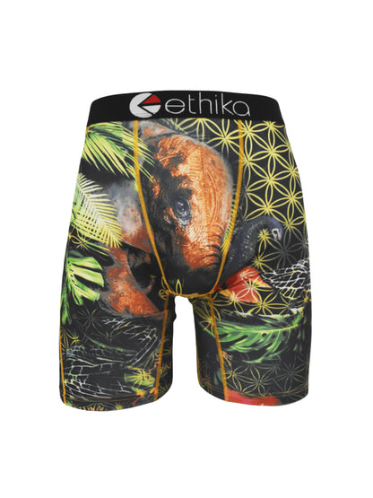 ETHIKA 1Pcs Men Underwear Boxers Breathable Mesh Crotch Man Underpants Plus Size L-3XL Mens Panties Printed Men's Boxers Briefs