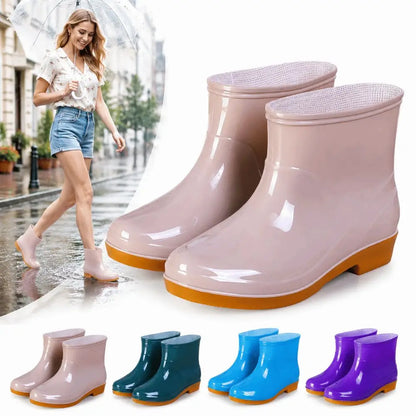 Non-slip Women's Short Rain Boots Waterproof Lightweight Garden Rain Shoes Low-top Durable Water Shoes For Outdoors,Kitchen,Work
