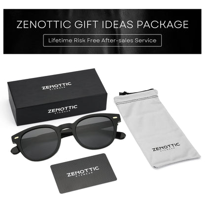 ZENOTTIC Classical High-quality Acetate Polarized Sunglasses Unisex UV400 Protection Shade Retro Round Sun Glasses ZS6211