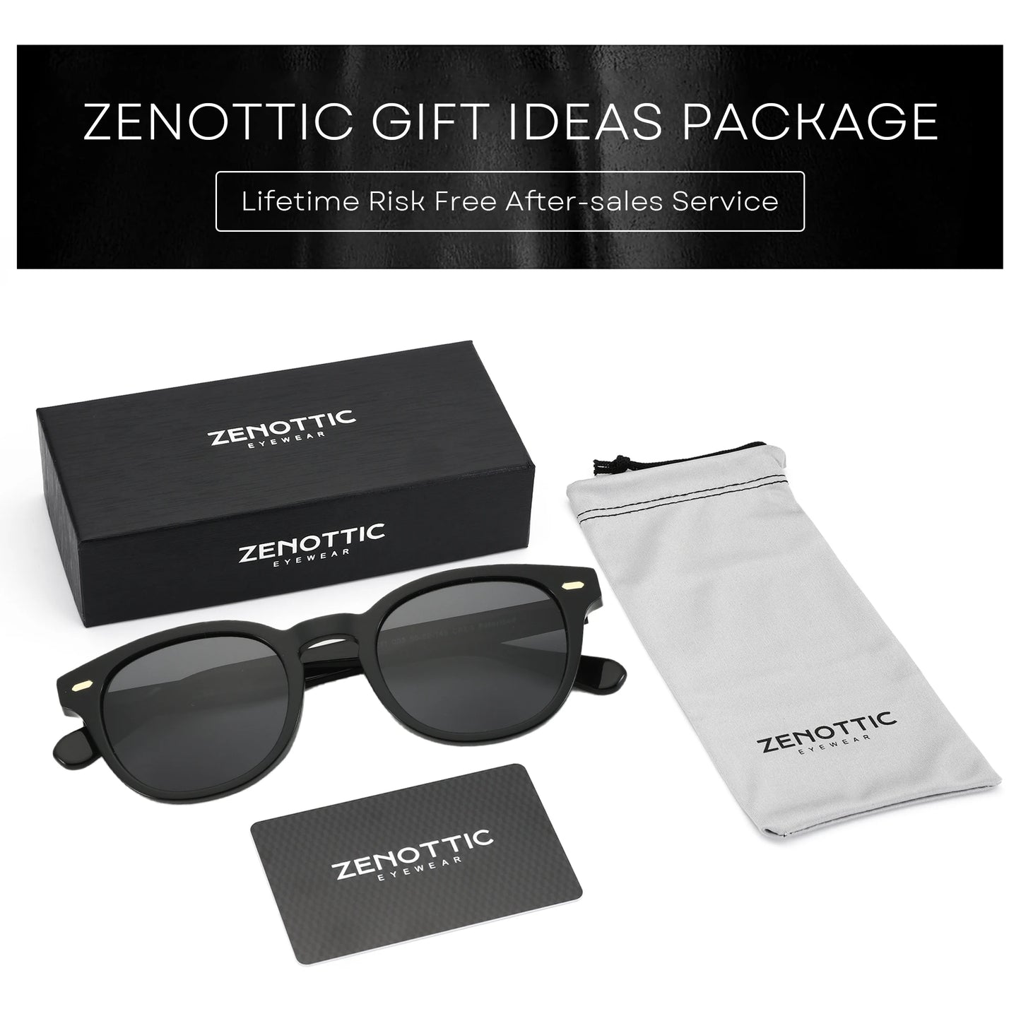 ZENOTTIC Classical High-quality Acetate Polarized Sunglasses Unisex UV400 Protection Shade Retro Round Sun Glasses ZS6211