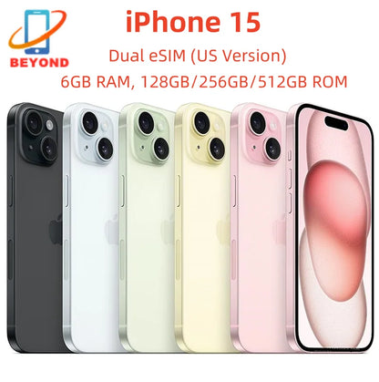 Original iPhone 15 iPhone15 6.1" Genuine Super Retina XDR OLED 128/256/512GB ROM 6GB RAM Face ID NFC A16 Unlocked 5G Cell Phone
