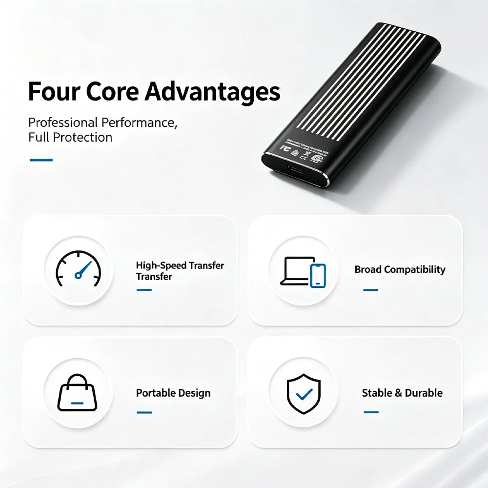High Speed External Portable SSD 6TB 12TB Plug and Play Mobile Hard Drive Compatible with Windows IOS Android DevicesHigh Speed