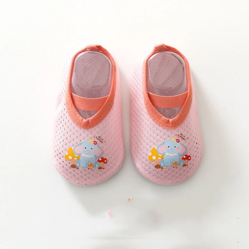 Baby Floor Shoes Casual Toddler Soft Sole Sock First Walker Anti-slip Cartoon Home Floor Indoor Shoes For Girls Boys Summer Mesh