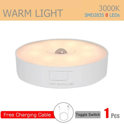 Motion Sensor Light Rechargeable Sensing In Dark Light Sensitivity USB LED Night Light Portable Wireless Magnetic Cabinet Lamp