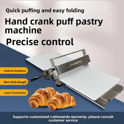 Folding Manual Dough Sheeter Roller Machine Adjustable Thickness Stainless Steel Laminator for Bakery Croissant Pizza Puff