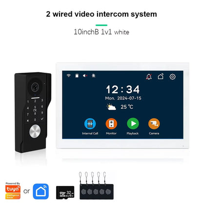 ANJIELO SMART Doorbell Video Intercom Camera System Wire 2‐wire Door Phone 10 Inch Screen 7 Protector Security