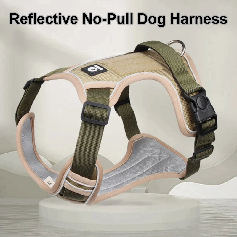 Tactical No-Pull Dog Harness Reflective Heavy Duty Oxford Cloth Waterproof Medium Large Breed Outdoor Walking Pet Vest Harness