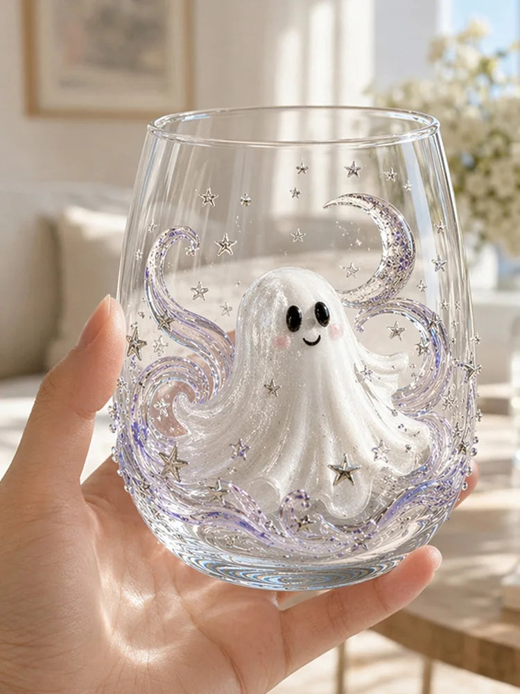 3D Halloween Artisan Glassware Collection Witchy Gothic Glass Set Manual Stemless Wine Glasses for Luminous Fall Sips Gifts