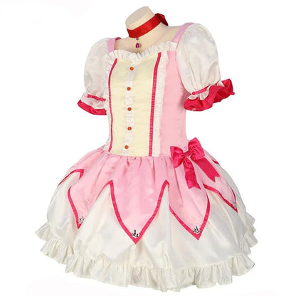Kaname Madoka Cosplay Costume Wig Anime Puella Magi Madoka Magica Pink Ball Dress Halloween Party Uniform Outfit for Women Girl