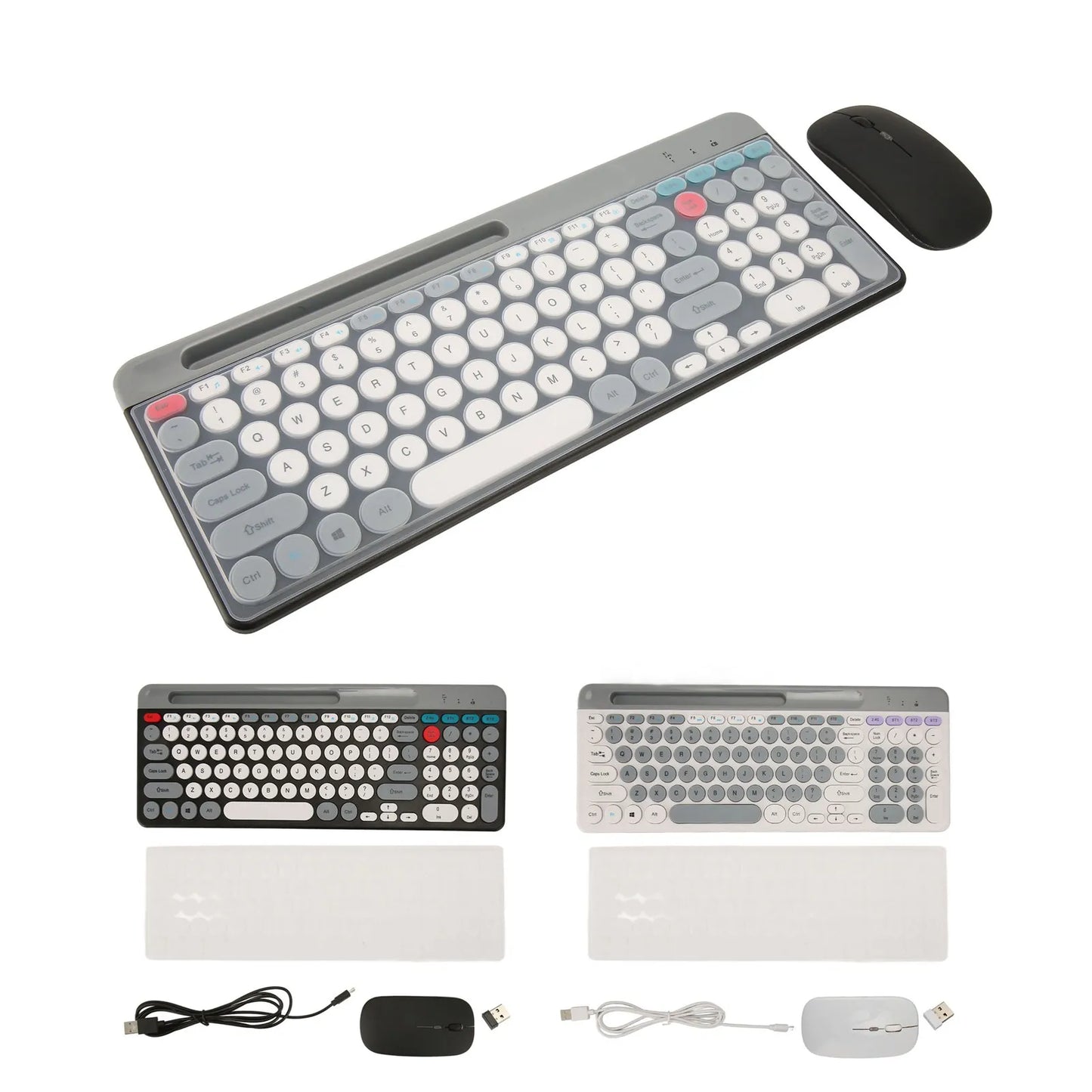 【New】Wireless Keyboard Mouse Set Rechargeable Retro  2.4G Wireless Bluetooth Keyboard Mouse Set Wireless PC Keyboard Mouse Set