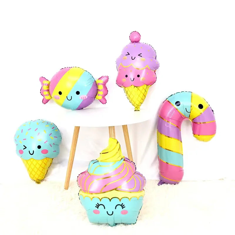 23pcs Summer Cute Ice Cream Candy Ice Cream Aluminum Film Balloon Children's Birthday Party Decoration