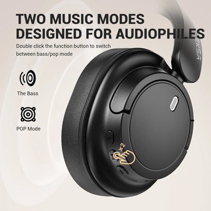 Bluetooth 5.3 Wireless Headphones 90H Playtime 40mm Drivers Over Ear Headset 3.5mm Wired Stereo Bass Pop Sound Modes Multipoint App Control Built In Mic Foldable 197g Deep Bass for iPhone Android PC Mac Music