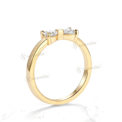 Samstin 0.6CTW Heart Moissanite Ring Set Ring for Women Solid 14K 10K Yellow Gold Ring for Anniversary Christmas Gifts Party