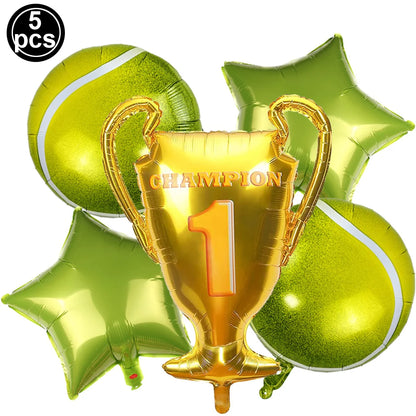 Tennis Cake Topper Happy Birthday Sign Cake Decorations Boy Man Tennis Racket Ball Player Sport Theme Birthday Party Supplies