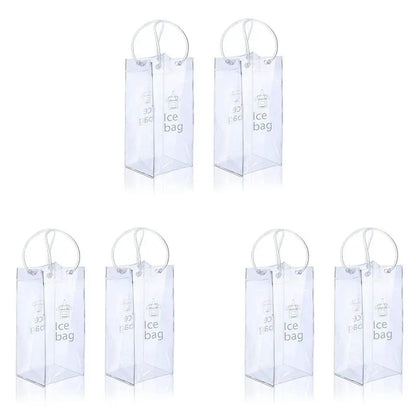 AFOURT-Ice Wine Bag Portable Collapsible Clear Wine Pouch Cooler With Handle For Party,Outdoor,Champagne,Cold Beer,6Pack