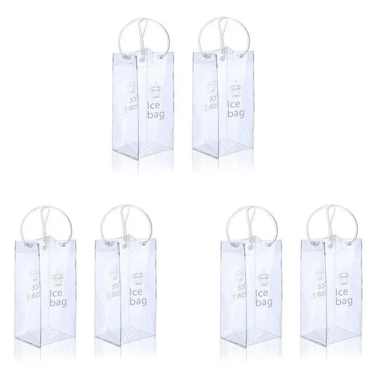 AFOURT-Ice Wine Bag Portable Collapsible Clear Wine Pouch Cooler With Handle For Party,Outdoor,Champagne,Cold Beer,6Pack