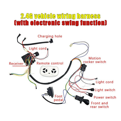 Children Electric Car DIY Modified Wires And Switch Kit With 2.4G Bluetooth RC And Controller For Baby Electric Car Self-made