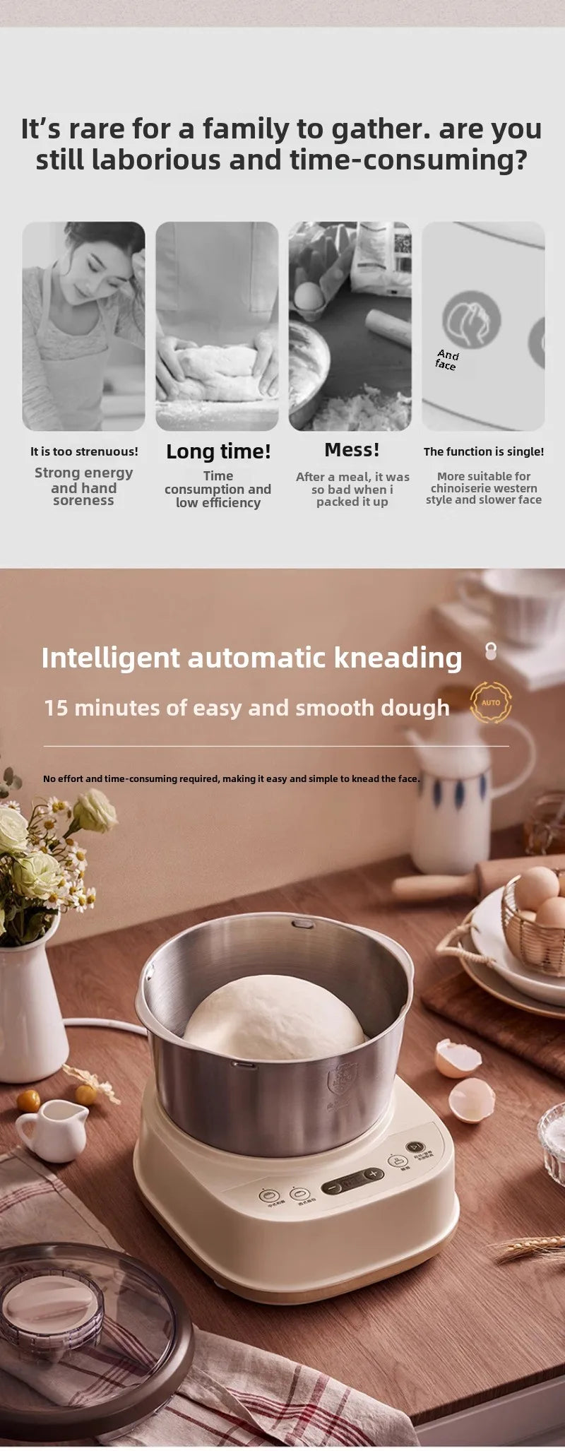 Small dough mixing machine 5L household timed automatic dough kneading machine