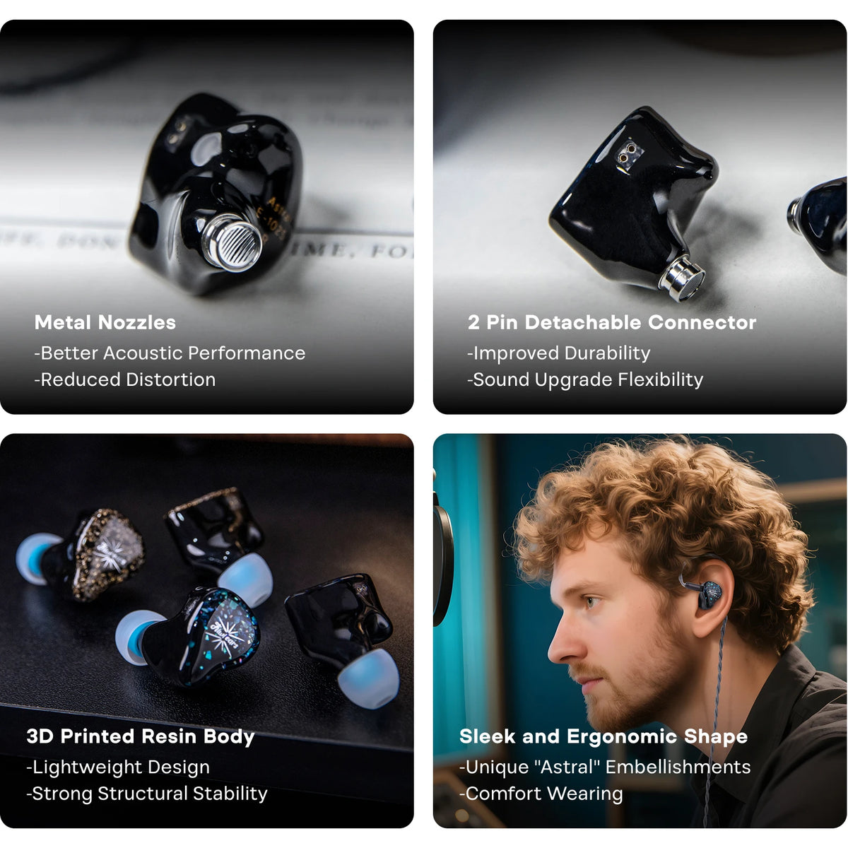 Linsoul Kiwi Ears Astral 1DD+6BA Hybrid IEM Earphone Professional Audiophile In-Ear Monitor Wired Earbuds