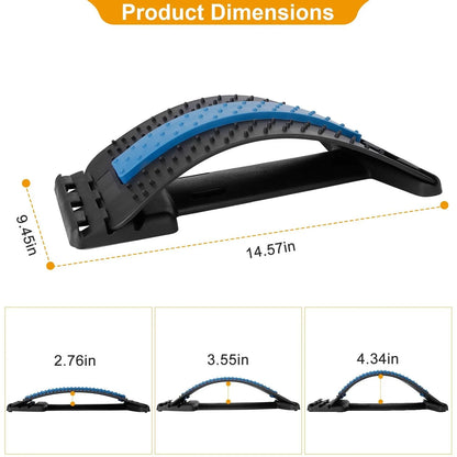 3-Level Adjustable Back Stretcher, 96 Massage Points for Pain Relief, Arch Spinal Groove Support, 220lbs Capacity, for Sedentary/Driving/Posture Correction, 1 Piece