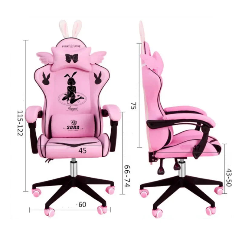 Pink gaming  High-quality girls cartoon home live Gamer  comfortable Swivel  Adjustable office computer Chair