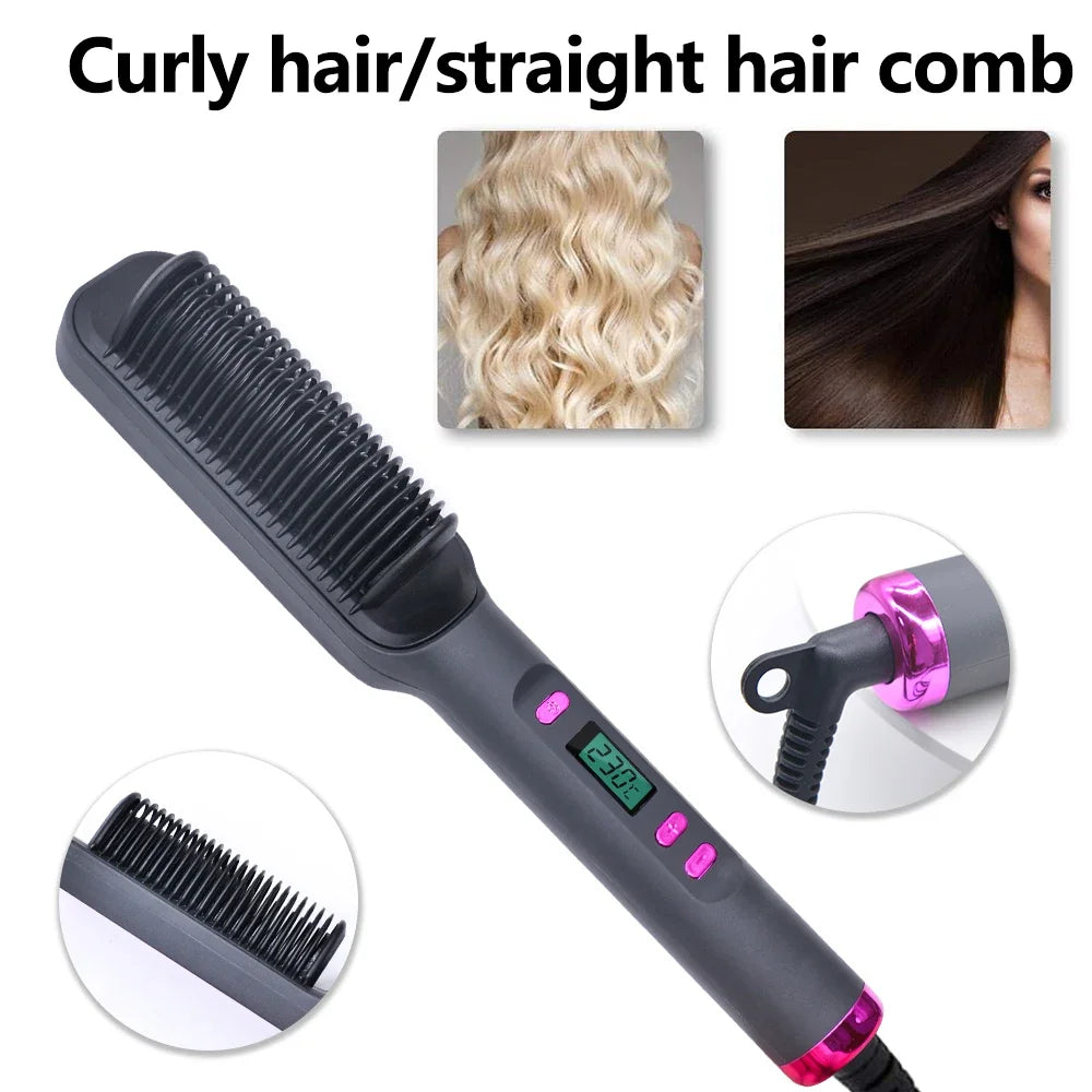 Electric Hot Comb Straight Hair Straightener Comb Straightening Brush Negative Ion Multifunctional Anti-Scalding Styling Tool