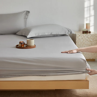 Organic Egyptian Cotton Fitted Sheet with Elastic Bands Luxury 1000TC Mattress Cover Non Slip Machine Washable 140/160/180/200cm