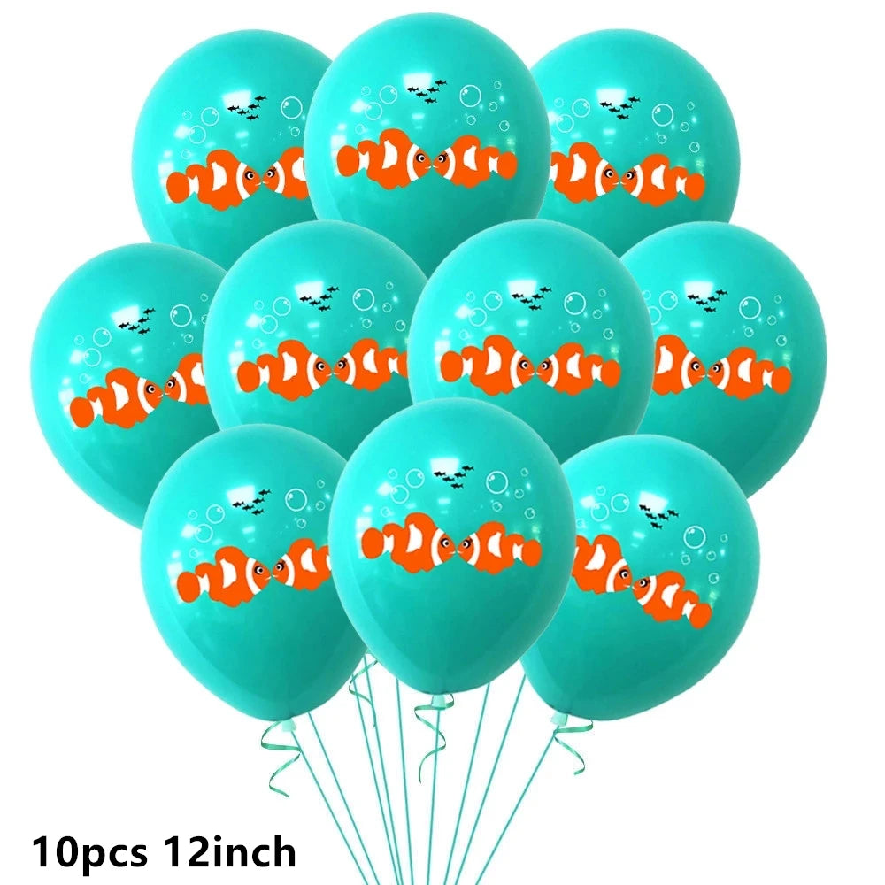 Finding Nemo Fish Latex Balloons Clownfish Dory Ocean Sea Foil Ballons Happy Birthday Banner Cake Topper Party Decor Kid Boy Toy