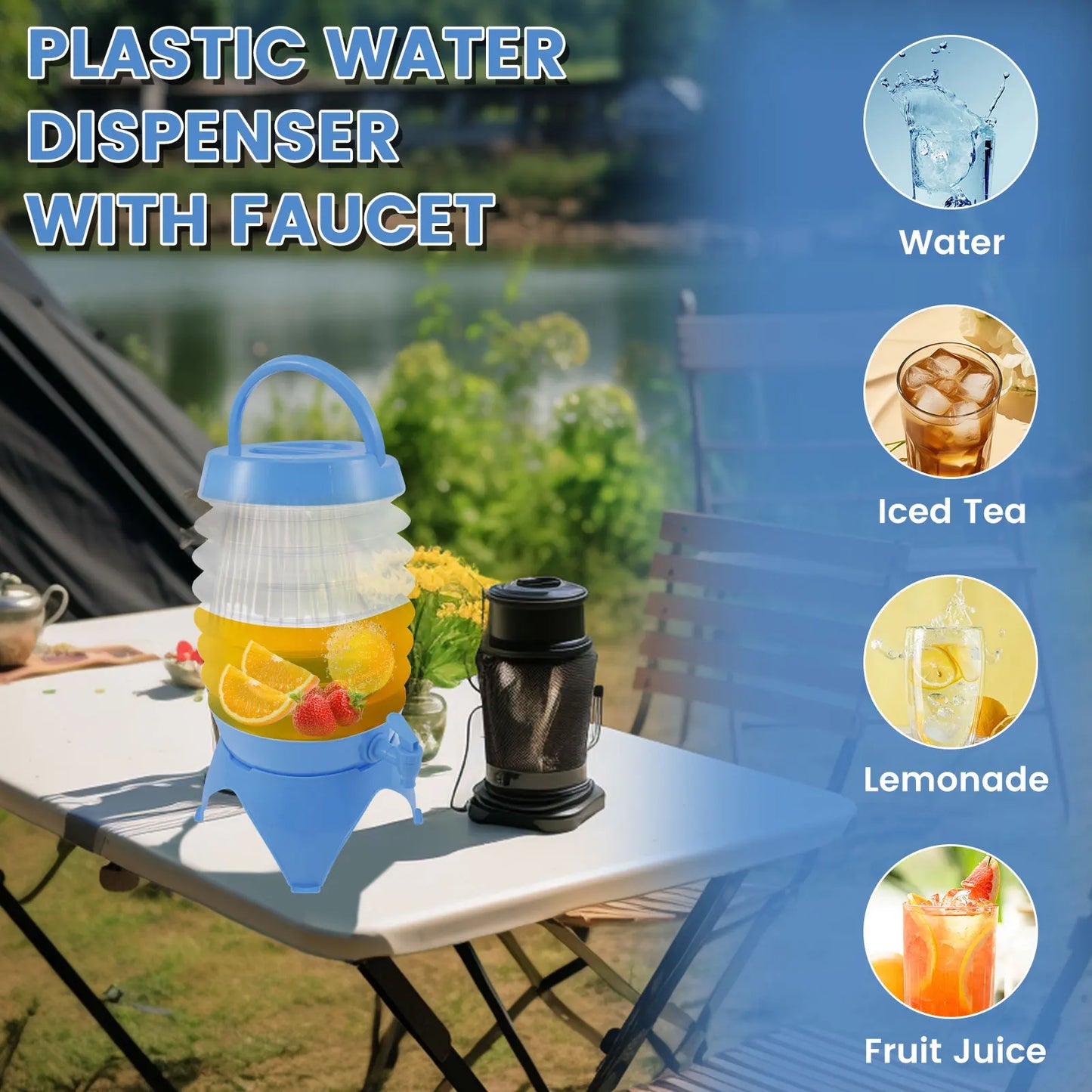 Outdoor Camping with Faucet Kettle Juice Bucket Portable Outdoor Camping Folding Water Bucket Compressed Large Folding Kettle