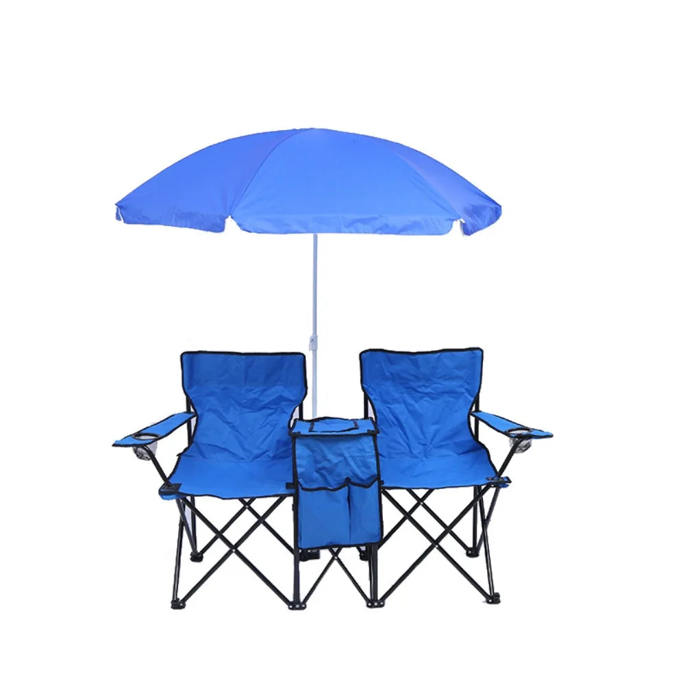 Factory direct sales outdoor leisure beach chair sunshade ice pack double  portable camping chair folding  wholesale